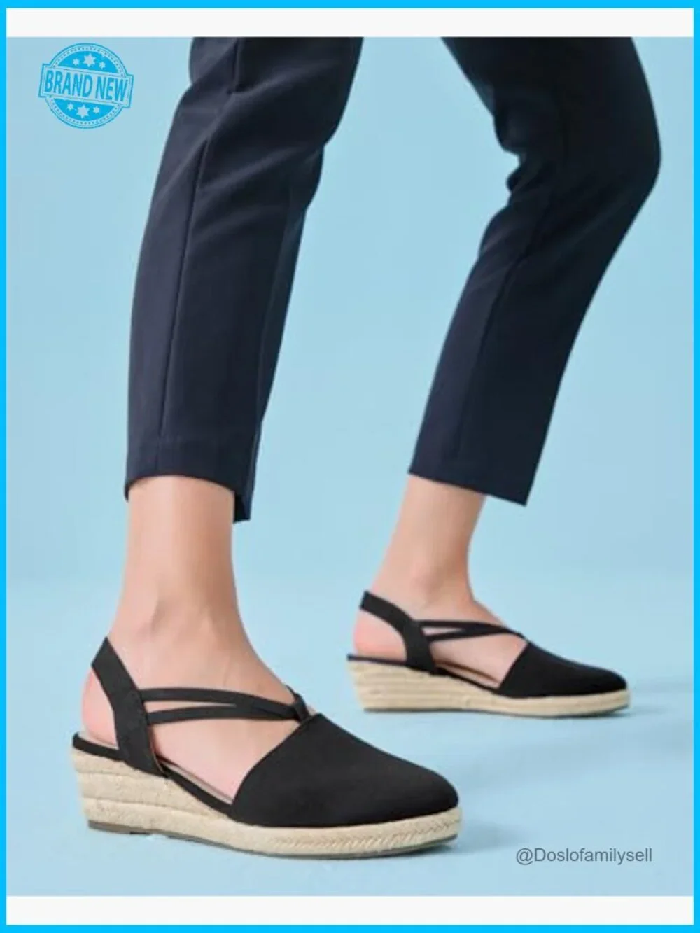 Women's Platform Wedge Espadrille Sandals Slingback Closed Toe Slip On Shoes